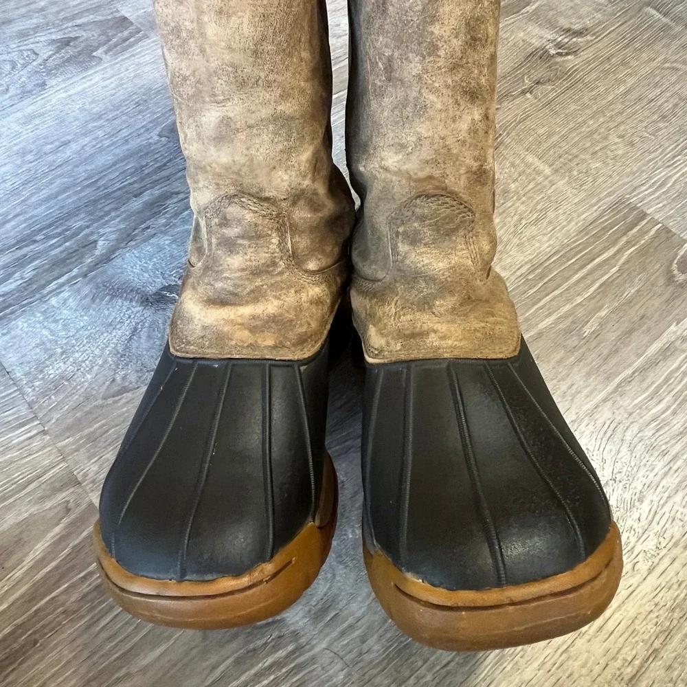 RARE Twisted X Women Tan Leather Fringe Western Duck Boots WGB0001 Brown 9M